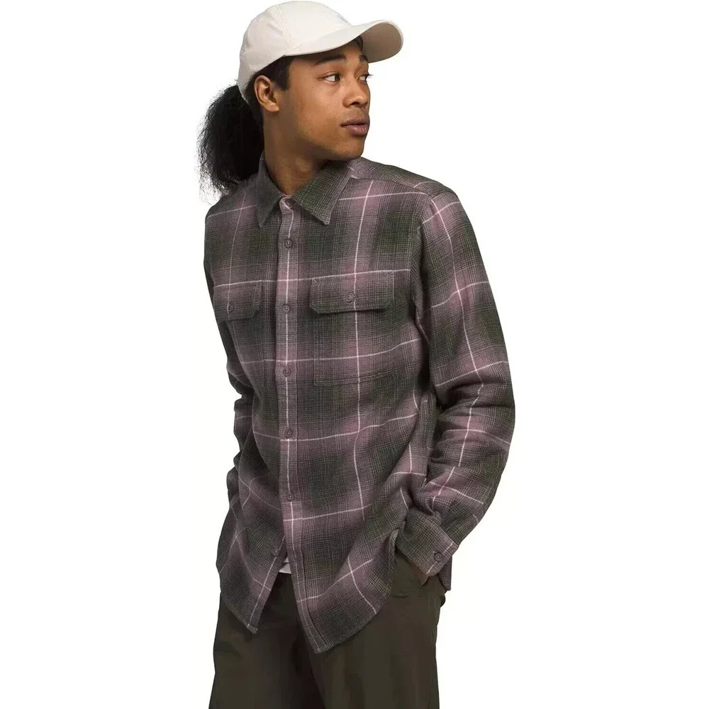 The North Face Arroyo NF0A4QPJOZ5 Shirts Men Fawn Gray Flannel Button Up SGN1347